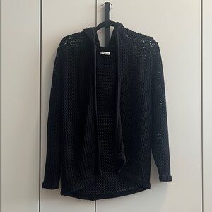 Black Knit Hooded Cardigan